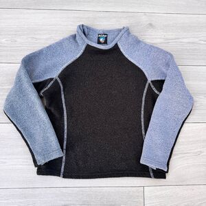 Kuhl Boy’s Kids Alfpaca Fleece Pullover Deer Valley in Brown & Blue Sz Medium